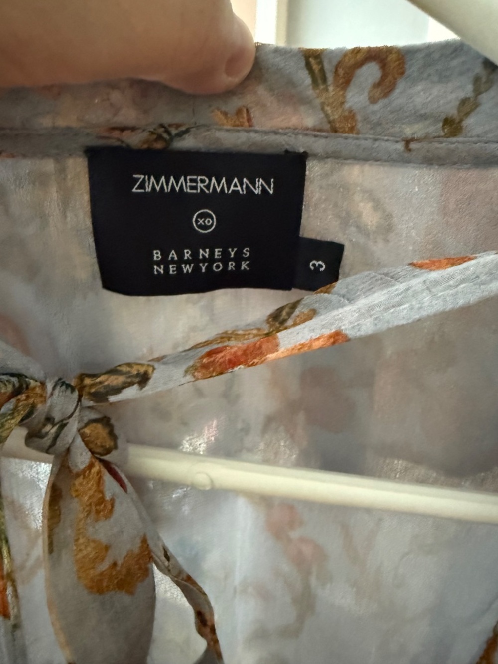 Zimmermann Blue Floral Printed Crinkled Chiffon Ruffled Drawstring Dress Size 3 - Picture 5 of 5